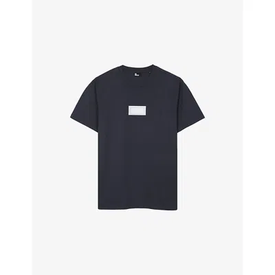 The Kooples Mens Dark Navy Branded Short-sleeved Cotton-jersey T-shirt Xl In Blue