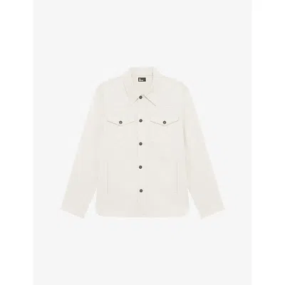 The Kooples Mens Ecru Collared Button-down Stretch-cotton Shirt Xl In White