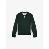 The Kooples Mens Grey / Green Colour-block Long-sleeved Wool-blend Jumper In Green