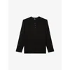 The Kooples Mens Black Crest-embroidered Long-sleeved Cotton-jersey T-shirt Xl In Black