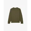 The Kooples Mens Kaki Crewneck Distressed Knitted Jumper In Green
