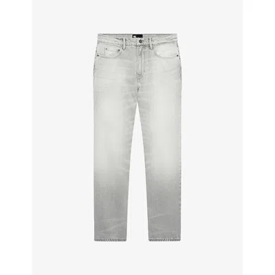 The Kooples Mens Grey Faded-wash Straight-leg Jeans In Gray