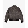 The Kooples Mens Dark Brown Flap-pocket Oversized-fit Leather Jacket In Dark Brown