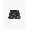 The Kooples Mens Black Blue Floral-print Elasticated-waist Swim Shorts