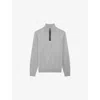 The Kooples Mens Middle Grey Funnel-neck Half-zip Wool Sweatshirt Xl In Gray