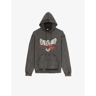 The Kooples Mens Used Kaki Graphic-print Cotton Sweatshirt In Green