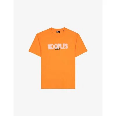 The Kooples Mens Orange Graphic-print Crewneck Cotton T-shirt
