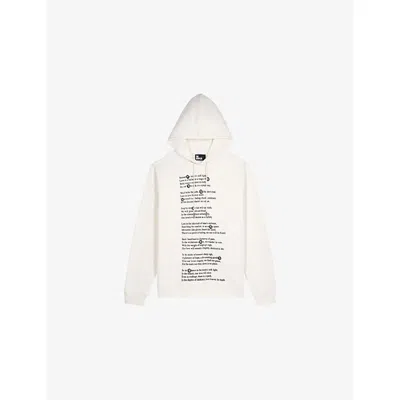 The Kooples Mens Ecru Graphic-print Regular-fit Hooded Cotton Sweatshirt In Sand