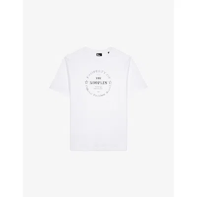 The Kooples Mens White Graphic-print Short-sleeve Cotton T-shirt