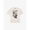 The Kooples Mens Light Grey Graphic-print Short-sleeve Cotton T-shirt In Neutral