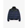The Kooples Mens Navy Leather-yoke Padded Shell Puffer Jacket In Blue