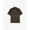 The Kooples Mens Black Kaki Leopard-print Short-sleeved Woven Shirt In Brown
