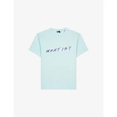 The Kooples Mens Baby Blue Logo-print Short-sleeve Cotton T-shirt