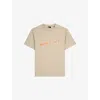 The Kooples Mens Beige Taupe Logo-print Short-sleeve Cotton T-shirt Xs