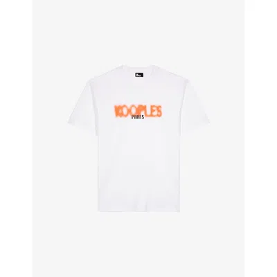 The Kooples Mens White Logo-print Short-sleeve Cotton T-shirt