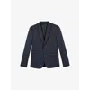 The Kooples Mens Blue Petrol Notched-lapel Single-breasted Wool Blazer In Blue Petrol