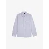 The Kooples Mens Blue White Patch-pocket Long-sleeve Cotton Shirt