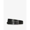 The Kooples Mens Black - Burgundy Rectangular-buckle Leather Belt