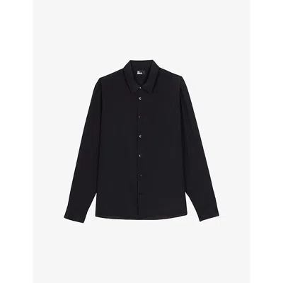 The Kooples Mens Black Regular-fit Long-sleeve Silk Shirt