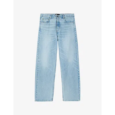 The Kooples Mens  Relaxed-fit Straight-leg Denim Jeans In Blue/green