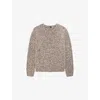 The Kooples Mens Beige-brown Round-neck Knitted Wool Jumper In Brown