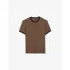 The Kooples Mens Screen-print Contrast-trim Short-sleeve Cotton-jersey T-shirt Dark Brown In Dark Brown