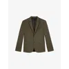 The Kooples Mens Kaki Lapel-collar Single-breasted Cotton And Linen-blend Blazer In Green