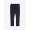 The Kooples Mens Navy Straight-leg Mid-rise Cotton And Linen Trousers In Blue