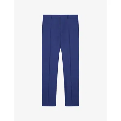 The Kooples Mens  Slim-leg Centre-crease Wool Trousers In Blue