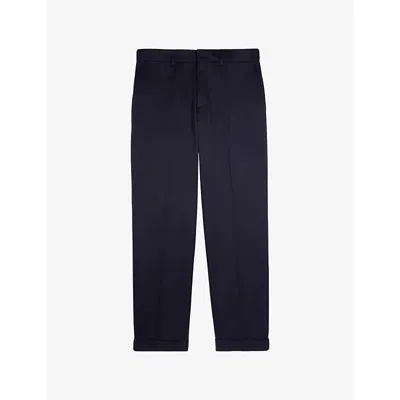 The Kooples Mens Dark Navy Straight-leg Regular-fit Cotton Trousers In Blue