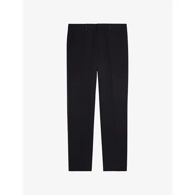 The Kooples Mens Black Straight-leg Regular-fit Wool Trousers
