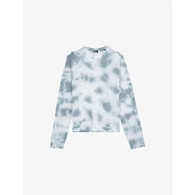 The Kooples Mens Light Blue/white Tie-dye Regular-fit Merino-wool Jumper In Multi