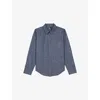 The Kooples Mens Blue Electric Yoke-detail Patch-pocket Denim Shirt Xl In Blue