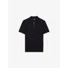 The Kooples Mens Black Zip-neck Regular-fit Knitted Polo T-shirt In Black
