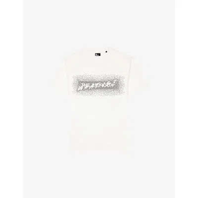 The Kooples Mens White Embellished-logo Short-sleeves Cotton T-shirt