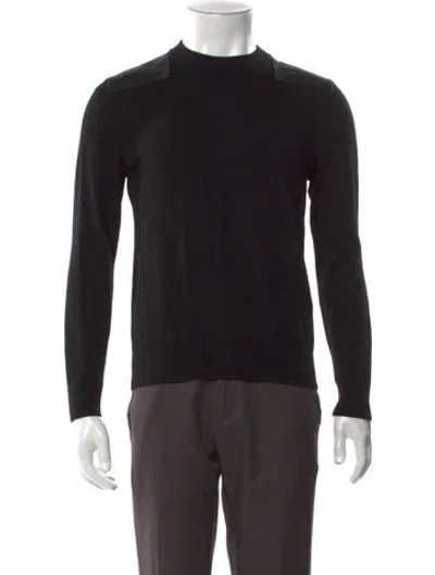 Pre-owned The Kooples Merino Wool Crew Neck Polo Sweater In Black