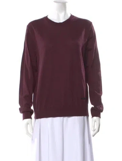 Pre-owned The Kooples Merino Wool Crew Neck Sweater In Burgundy