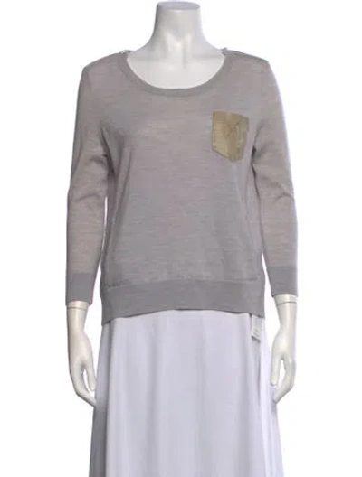 Pre-owned The Kooples Merino Wool Crew Neck Sweater In Grey