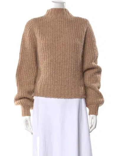 Pre-owned The Kooples Merino Wool Mock Neck Sweater In Brown