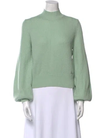 Pre-owned The Kooples Merino Wool Mock Neck Sweater In Green