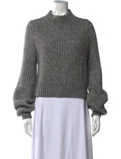 Pre-owned The Kooples Merino Wool Mock Neck Sweater In Grey
