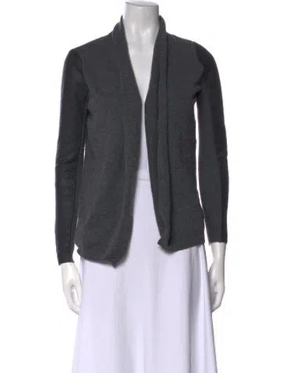 Pre-owned The Kooples Merino Wool Open Front Sweater In Gray