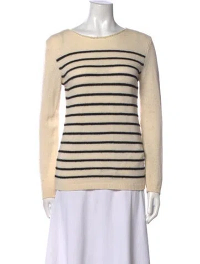Pre-owned The Kooples Merino Wool Striped Sweater In Neutral