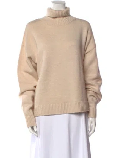 Pre-owned The Kooples Merino Wool Turtleneck Sweater In Neutral