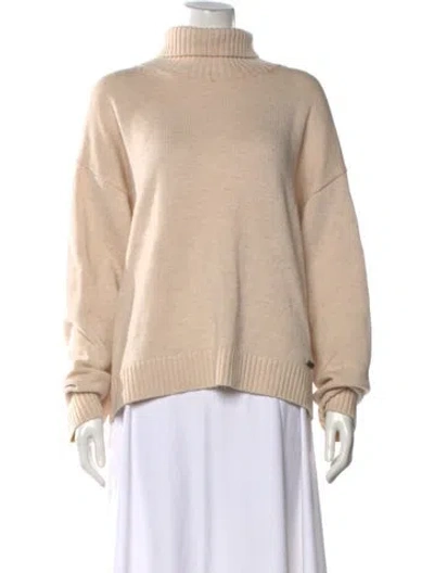 Pre-owned The Kooples Merino Wool Turtleneck Sweater In Neutral