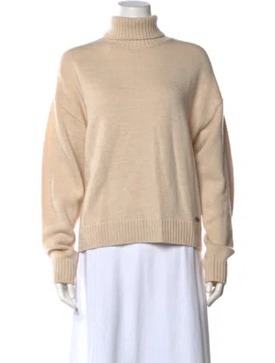 Pre-owned The Kooples Merino Wool Turtleneck Sweater In Neutrals