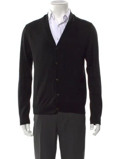 Pre-owned The Kooples Merino Wool V-neck Cardigan In Blue