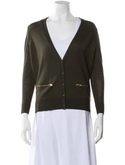 Pre-owned The Kooples Merino Wool V-neck Sweater In Black