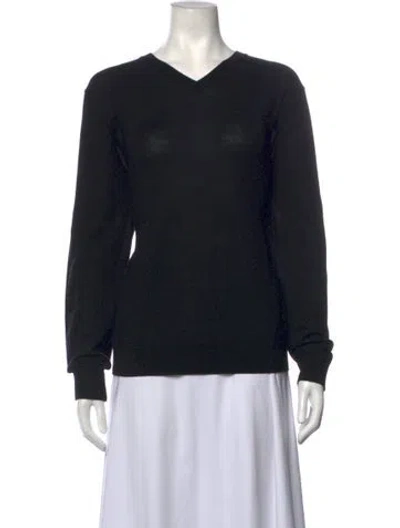 Pre-owned The Kooples Merino Wool V-neck Sweater In Black
