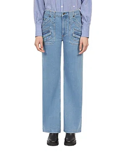 The Kooples Mid Rise Flare Jeans In Blue